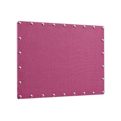 Picture of Linon Burke Burlap Nailhead Home Office Corkboard, 24in x 36in, Hot Pink/Silver