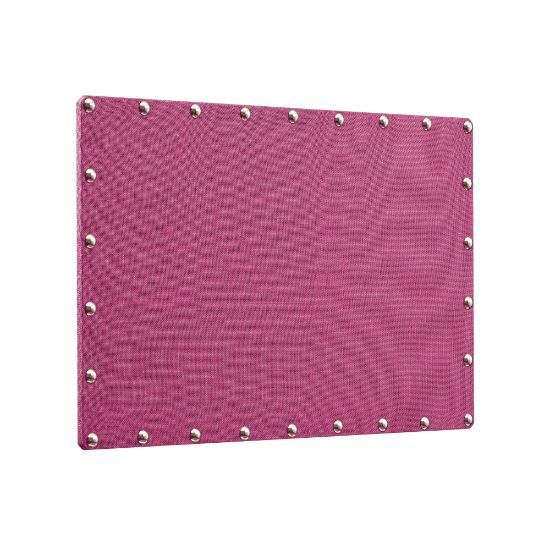 Picture of Linon Burke Burlap Nailhead Home Office Corkboard, 24in x 36in, Hot Pink/Silver