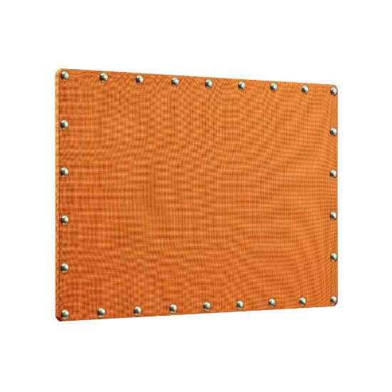 Picture of Linon Burke Burlap Nailhead Corkboard, 24in x 36in, Orange/Silver