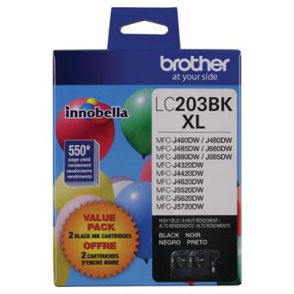 Picture of Brother LC203 Black High-Yield Ink Cartridges, Pack Of 2, LC2032PKS