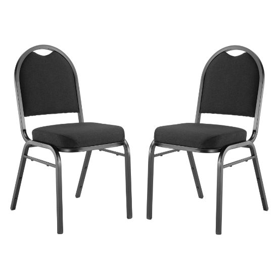 Picture of National Public Seating 9200 Series: Dome-Back Padded Premium Fabric Upholstered Banquet Stack Chair, Ebony Black Seat/Black Sandtex Frame, Quantity: 2