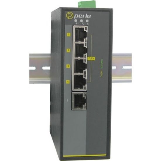 Picture of Perle IDS-105GPP-S2ST70 - with Power Over Ethernet - 6 Ports - 10/100/1000Base-T, 1000Base-ZX - 2 Layer Supported - Twisted Pair, Optical Fiber - Rail-mountable, Wall Mountable, Panel-mountable - 5 Year Limited Warranty