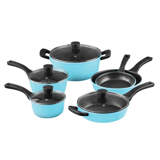 Picture of Bergner 10-Piece Aluminum Cookware Set, Retro Blue