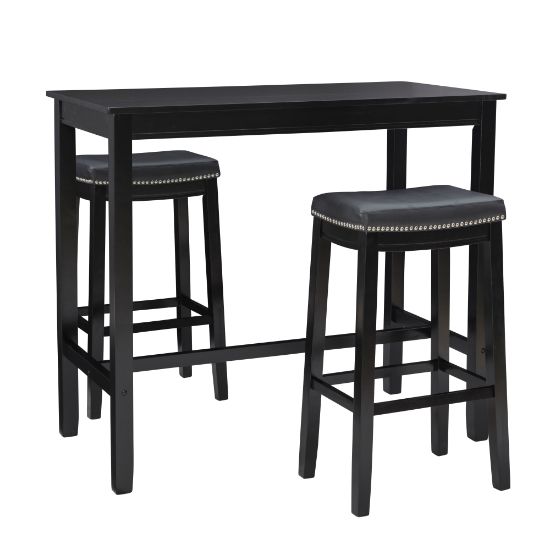 Picture of Linon Walker Faux Leather 3-Piece Bar Set, Black