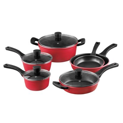 Picture of Bergner 10-Piece Aluminum Cookware Set, Retro Red