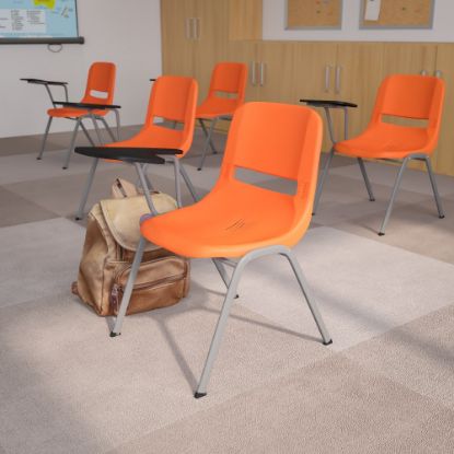 Picture of Flash Furniture Ergonomic Shell Chairs, Orange, Set Of 5 Chairs