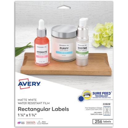 Picture of Avery Removable Durable Pricing Labels, 22828, 1 1/4in x 1 3/4in, White, 32 Labels Per Sheet, Pack Of 256