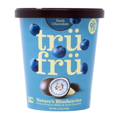 Picture of Tru Fru Natures Blueberries Frozen Fresh In White & Dark Chocolate, Carton Of 8 Tubs