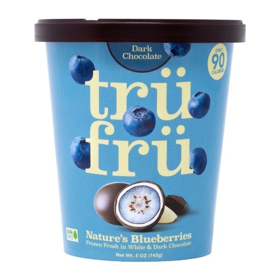 Picture of Tru Fru Natures Blueberries Frozen Fresh In White & Dark Chocolate, Carton Of 8 Tubs