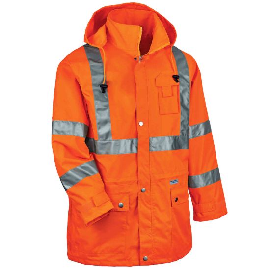 Picture of Ergodyne GloWear 8365 Type R Class 3 High-Visibility Rain Jacket, Medium, Orange