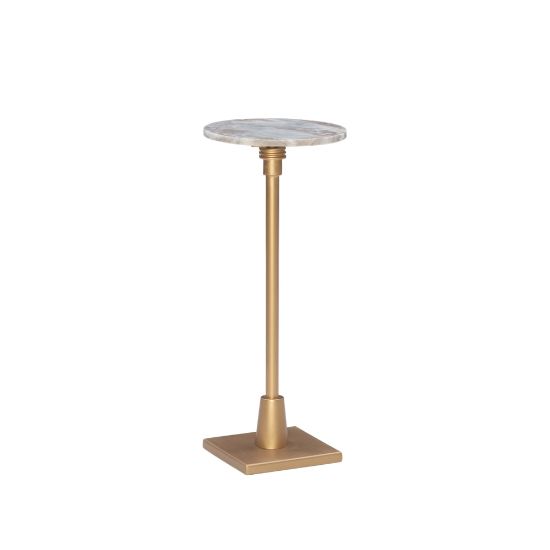 Picture of Powell Noyes Adjustable Drink Table, 30inH x 10-1/2inW x 10-1/2inD, Gold/Sandy Marble