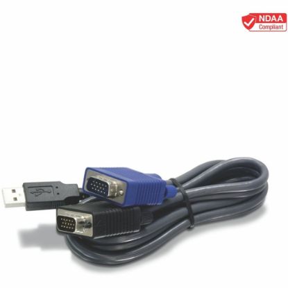 Picture of TRENDnet 2-in-1 USB VGA KVM Cable, 1.83m (6 Feet), VGA-SVGA HDB 15-Pin Male to Male, USB 1.1 Type A, Connect Computers with VGA And USB Ports, USB Keyboard-Mouse Cable & Monitor Cable, Black, TK-CU06 - 6-feet USB KVM cable for TK-803R/1603R