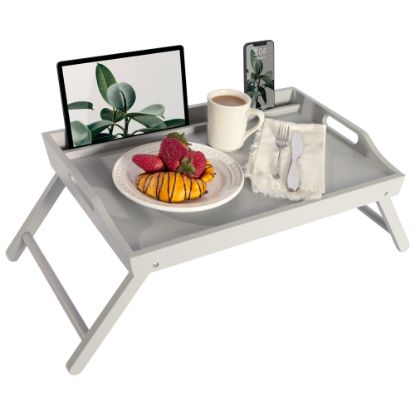 Picture of Rossie Home Media Bed Tray, 13.9inH x 21.8inW x 2.6inD, Calming Gray