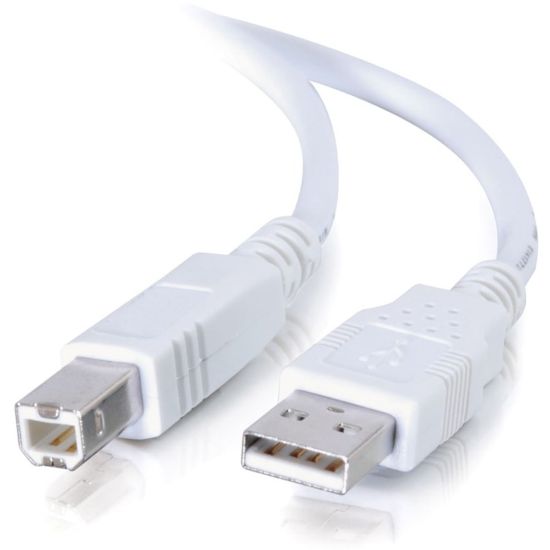 Picture of C2G 5m USB Cable - USB A to USB B Cable - Type A Male USB - Type B Male USB - 16.4ft - White