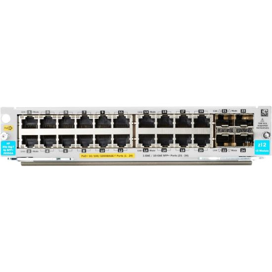 Picture of HPE 20-port 10/100/1000BASE-T PoE+ / 4-port 1G/10GbE SFP+ MACsec v3 zl2 Module - For Data Networking, Optical Network - 20 RJ-45 1000Base-T LAN