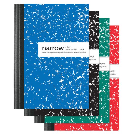 Picture of Office Depot Brand Mini Marble Composition Books, 3-1/4in x 4-1/2in, Narrow Ruled, 80 Sheets Per Book, Assorted Colors, Pack Of 4