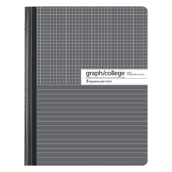 Picture of Office Depot Brand Composition Book, 7-1/2in x 9-3/4in, College/Graph Ruled, Gray/White, 100 Sheets