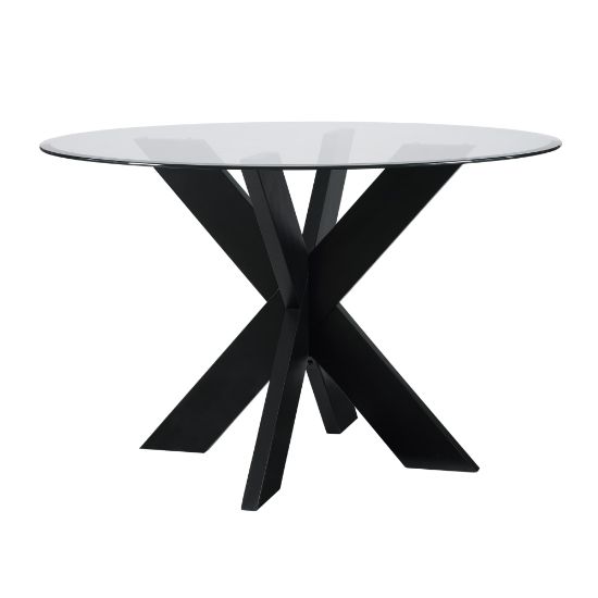 Picture of Powell Avaloni X Base Dining Table, 30inH x 48inW x 48inD, Black/Clear