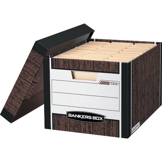 Picture of Bankers Box R Kive Standard-Duty Storage Boxes With Lift-Off Lids, Letter/Legal Size, 15in x 12in x 10in, 60% Recycled, Woodgrain, Case Of 12