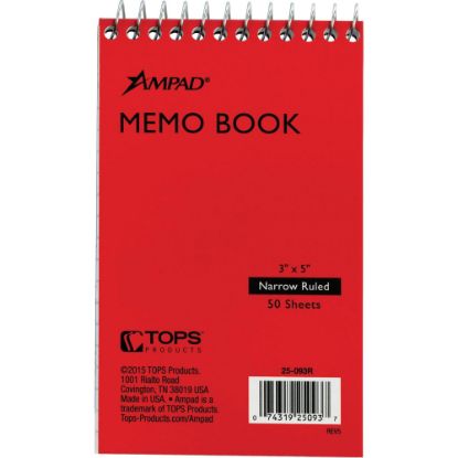 Picture of Ampad Topbound Memo Book, 50 Sheets, 3in x 5in