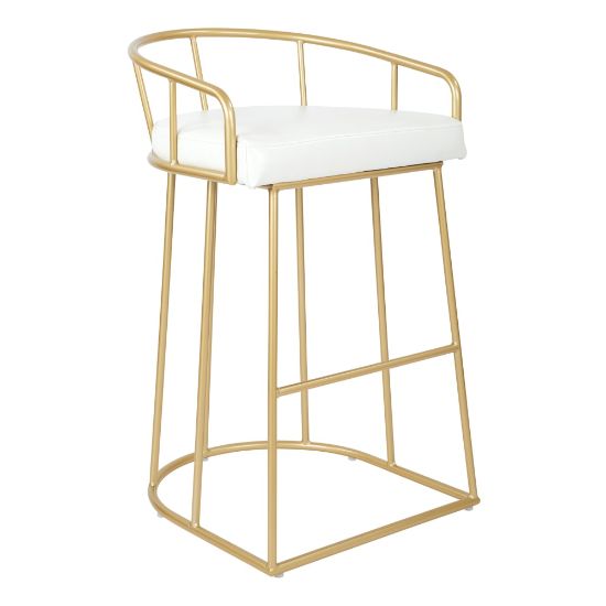 Picture of Ave Six Luna Barstool, White/Gold