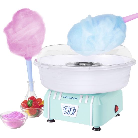 Picture of Nostalgia Electrics Hard & Sugar-Free Candy Cotton Candy Maker, 9inH x 11-1/4inW x 11-1/4inD, Aqua