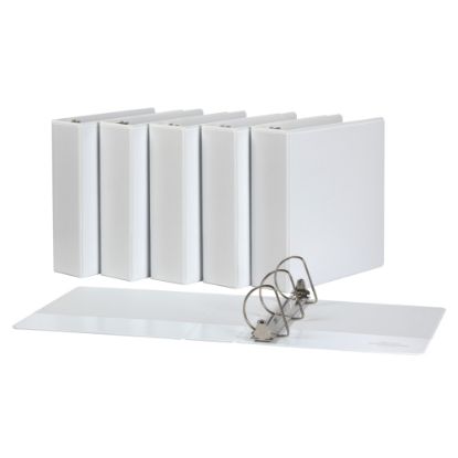 Picture of Office Depot Brand Durable D-Ring View Binders, 3in Rings, White, Pack Of 6 Binders