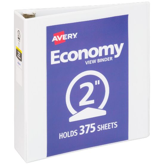 Picture of Avery Economy View 3 Ring Binder, 2in Round Rings, White, 1 Binder