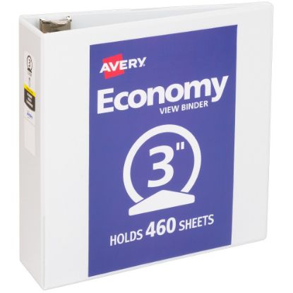 Picture of Avery Economy View 3-Ring Binder, 3in Round Rings, White