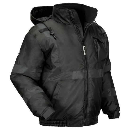 Picture of Ergodyne GloWear 8377EV Thermal-Enhanced Visibility Quilted Bomber Jacket, Medium, Black