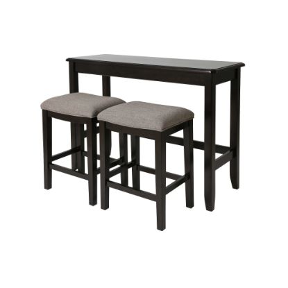 Picture of New Ridge Home Goods Sofa Bar Table With Stools, 36-1/2inH x 18-1/2inW x 48-1/2inD, Espresso