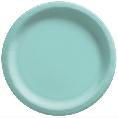 Picture of Amscan Round Paper Plates, Robin's Egg Blue, 6-3/4in, 50 Plates Per Pack, Case Of 4 Packs