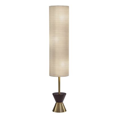 Picture of Adesso Carmen Floor Lamp, 59inH, Beige Shade/Antique Brass And Walnut Base