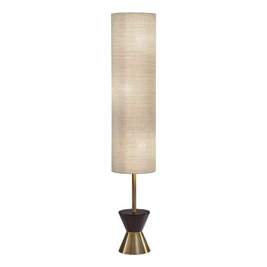 Picture of Adesso Carmen Floor Lamp, 59inH, Beige Shade/Antique Brass And Walnut Base