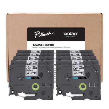 Picture of Brother P-Touch Label Maker Tape, Black/White, Pack Of 10 Rolls