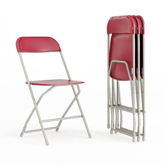 Picture of Flash Furniture Hercules Series Folding Chairs, Red/Gray, Pack Of 4 Chairs