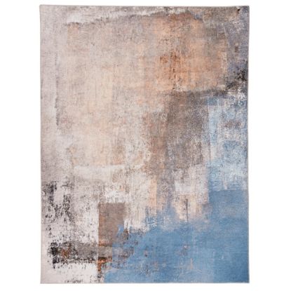 Picture of Linon Washable Area Rug, 5ft x 7ft, Durand Beige/Blue