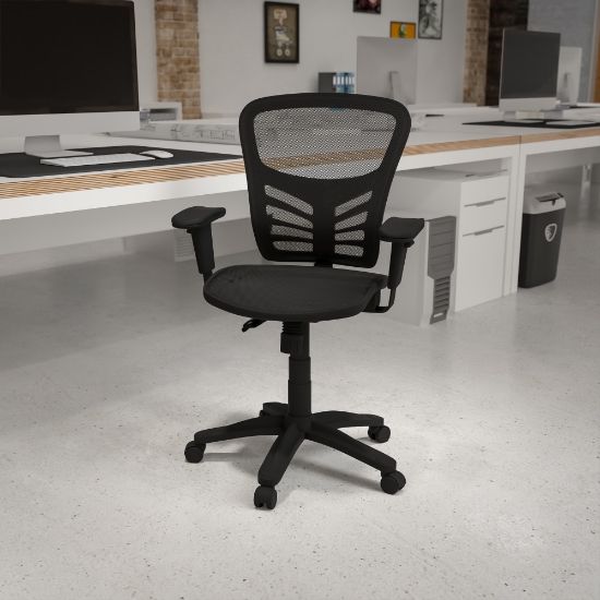 Picture of Flash Furniture Ergonomic Mesh Mid-Back Multi-Function Office Chair, Black