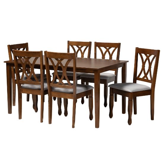 Picture of Baxton Studio Augustine Dining Set, 29-3/16inH x 59-1/16inW x 35-7/16inD, Gray/Walnut Brown