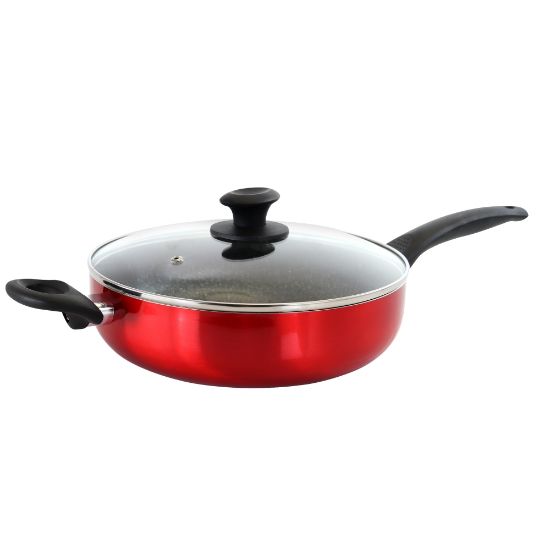 Picture of Oster Merrion Aluminum Nonstick Saute Pan With Lid, 3.5 Qt, Red