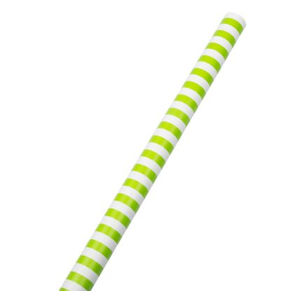 Picture of JAM Paper Wrapping Paper, Striped, 25 Sq Ft, Lime Green/White