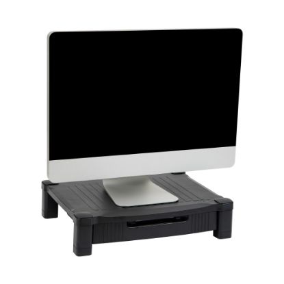 Picture of Mind Reader Monitor Stand With Drawer, 4inH x 13-1/4inW x 17-1/4inD, Black