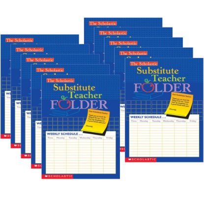 Picture of Scholastic Teacher Resources Substitute Teacher Folders, 8-1/2in x 11in, Multicolor, Pack Of 10 Folders