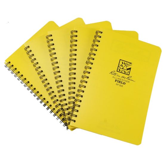 Picture of Rite in the Rain No. 353 All-Weather Spiral notebooks, Side, 4-5/8in x 7in, 64 Pages (32 Sheets), Yellow, Pack Of 12 notebooks