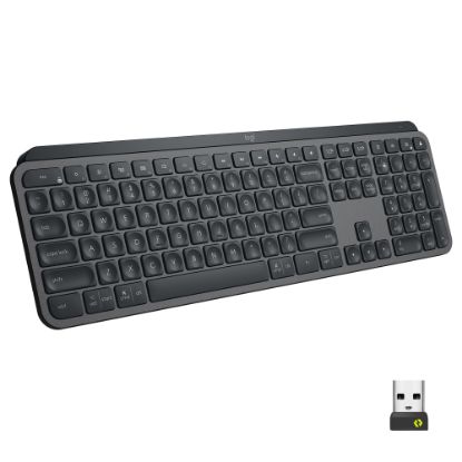 Picture of Logitech MX Keys Wireless Illuminated Keyboard for Business, Quiet Perfect-Stroke Keys, Logi Bolt Technology - Graphite - Wireless Connectivity - Bluetooth - 32.81 ft - iPhone, iPad, iPad mini, iPod, Tablet, Desktop Computer, Notebook, Smartphone