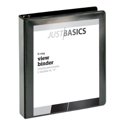 Picture of Just Basics Basic View 3-Ring Binder, 1 1/2in D-Rings, Black