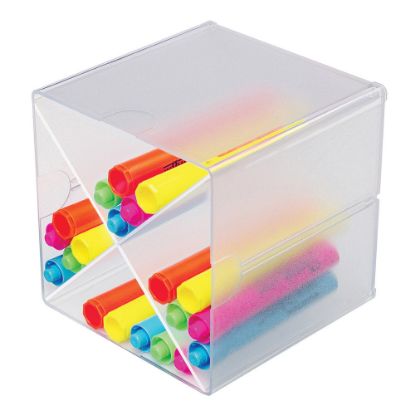 Picture of Deflecto Stackable Cube With X Divider, 6inH x 6inW x 6inD, Clear