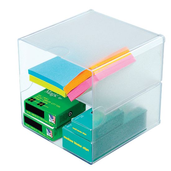 Picture of Deflecto Stackable Cube With 2 Shelves, 6inH x 6inW x 6inD, Clear