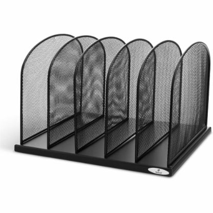 Picture of Safco Mesh Desk Organizers - 5 Compartment(s) - 2in - 8.3in Height x 12.5in Width x 11.3in Depth - Desktop - Black - Steel - 1Each