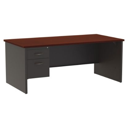 Picture of WorkPro Modular 72inW x 36inD Left-Pedestal Computer Desk, Charcoal/Mahogany